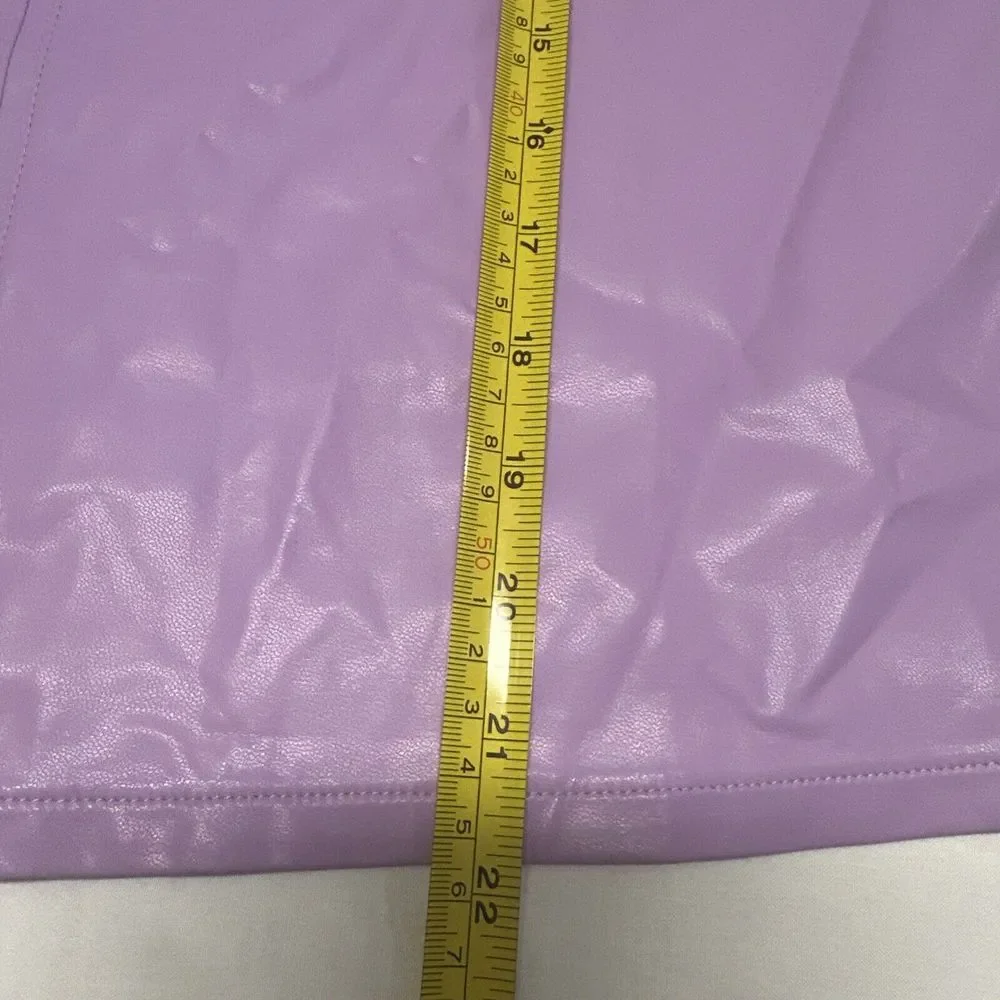 THML Cleo Lavender Vegan Faux Leather Flutter Short Sleeve Blouse Size XS - Picture 11 of 12